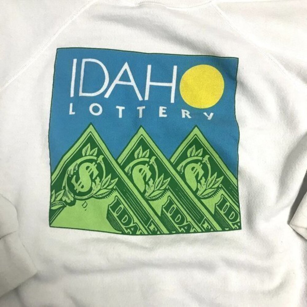Vintage Hanes Idaho Lottery Sweatshirt Mens‎ XL USA Graphic Crewneck White